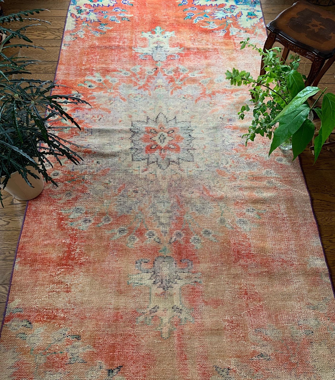 Strawberry candy 110×210トルコヴィンテージラグ 朱赤ヴィンテージラグ トルコラグ Strawberry candy 110×210トルコ