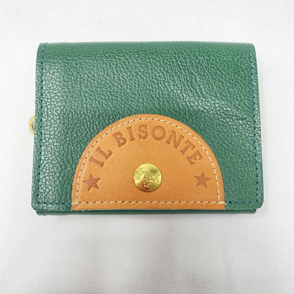 IL BISONTE レザー三つ折りウォレット グリーン イルビゾンテ 17
