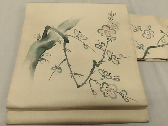 平和屋着物●塩瀬　九寸名古屋帯　刺繍　露芝桐菊文　金彩　正絹　逸品　DAAV6849ps 平和屋着物○塩瀬 九寸名古屋帯 刺繍 露芝桐菊文 金彩