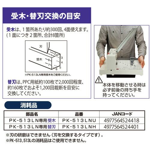 プラス かんたん替刃交換断裁機専用替刃 PK-513LNH （1点）