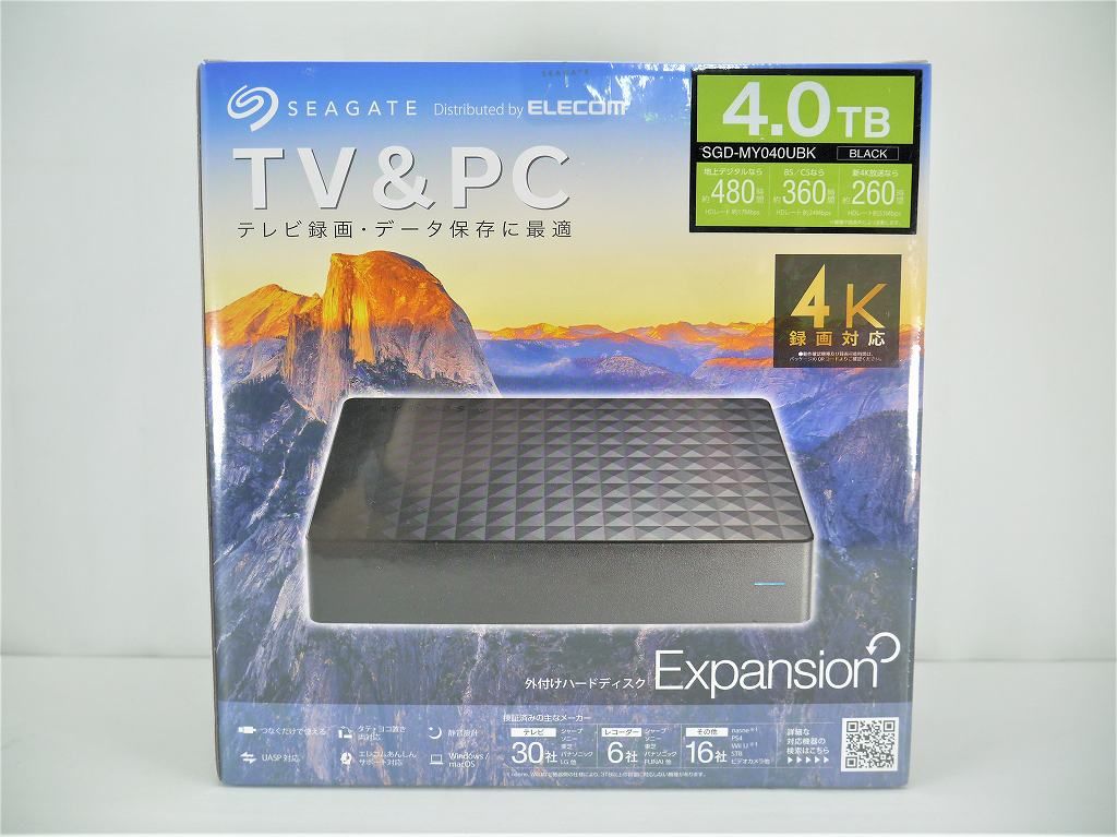エレコム HDD 4TB SGD-MY040UBK シーゲイト製 USB3.2 SGD-MY040UBK 外