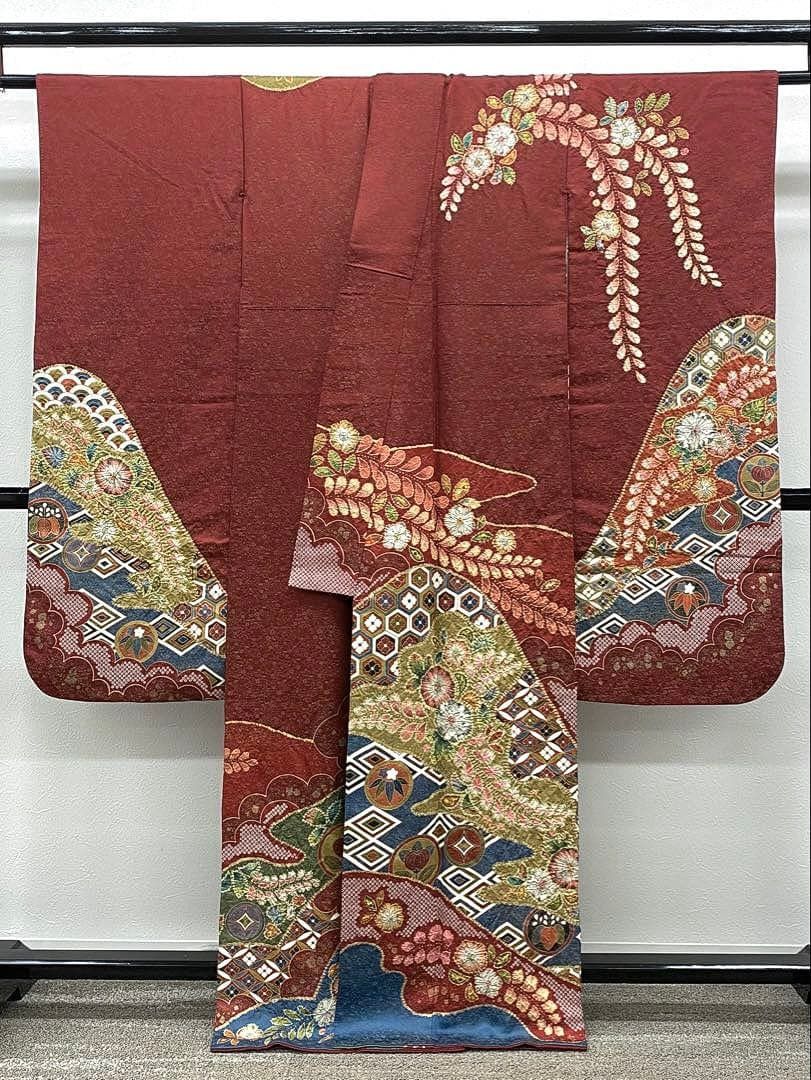 振袖 豪華 桐屋 翠山工房 金通し 金彩 絞り加工 辻が花 身丈162cm 