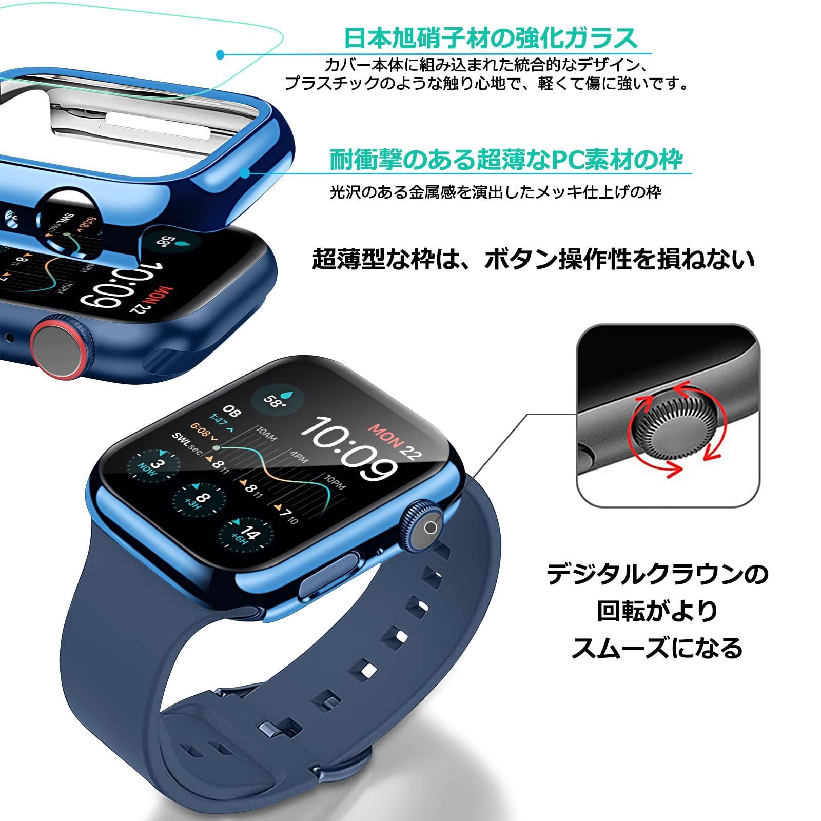 数量限定】【光沢の2022改良独創モデル】AMOVO Apple Watch Series7 用