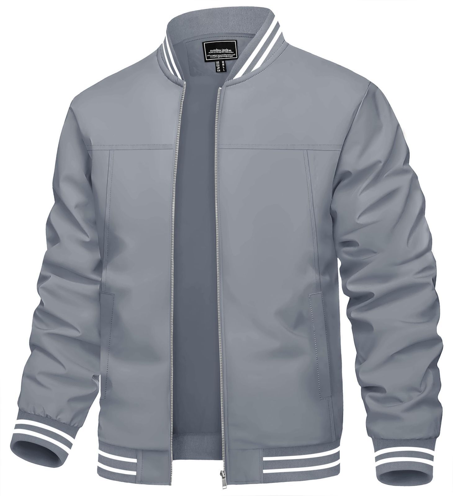 Size XL_Color ライトグレー TACVASEN ジャケット メンズ バイク 秋 登山 作業着ジャンパー 防風 軽量 スタジャン 野球 長袖 おしゃれ アウター 冬 ミリタリー ライトグレー XL