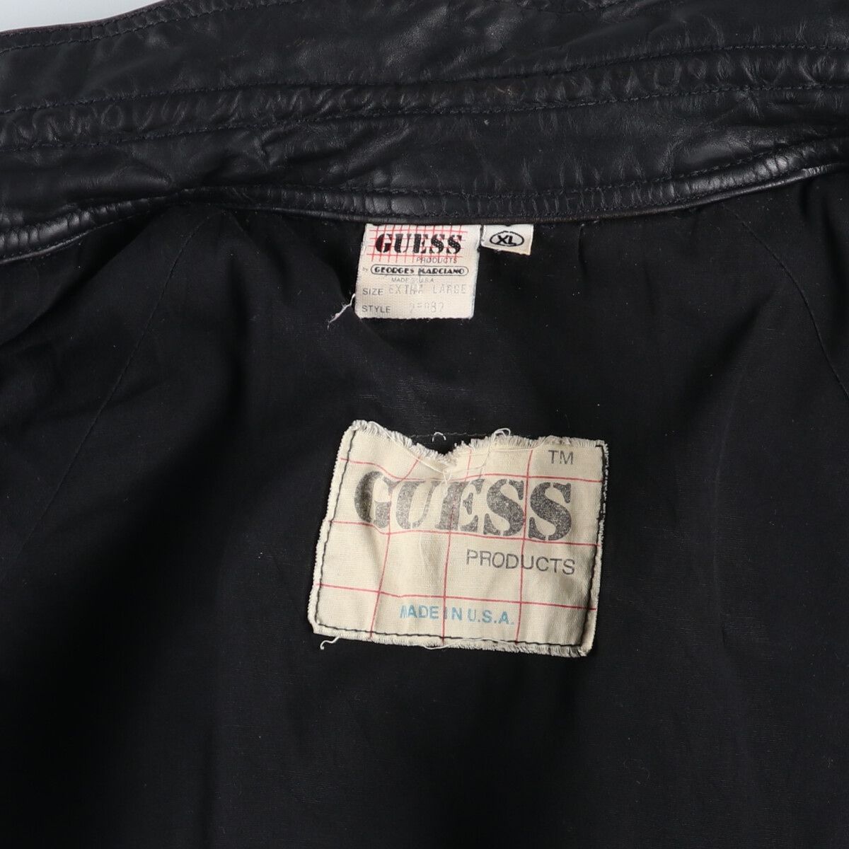 古着 80年代 ゲス Guess BY GEORGES MARCIANO レザー切替 デニム