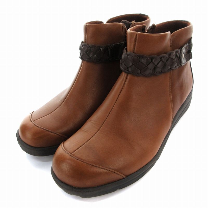 ムーンスター MoonStar ショート ブーツ コンフォートシューズ 靴 装飾ベルト 23.0cm 茶 ブラウン SP1767 /MM