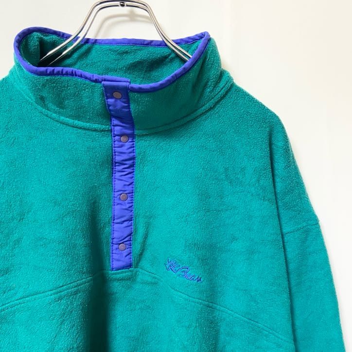 メンズ 80s L.L.Bean ジップアップフリース ターコイズ L アメリカ製