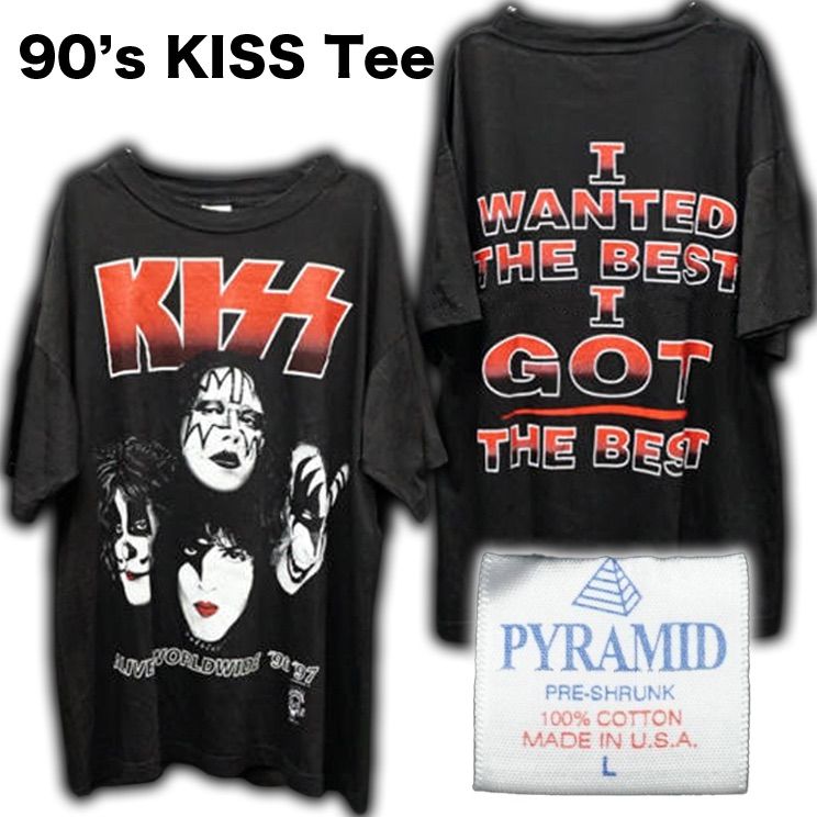 USA製 KISS ALIVE / WORLDWIDE TOUR ‘96 ‘97 L BLACKPINK ROSE着 90年代 90’s ビンテージ デッドストック ロックTシャツ バンドT