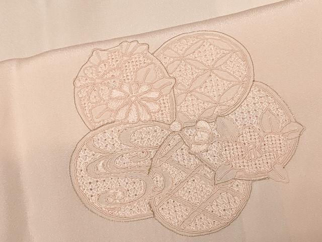 k*u様 中国三大刺繍 汕頭刺繍 色留袖 一つ紋 グリーン系 広衿 袷 着物翼- k*u様 中国三大刺繍 汕頭刺繍 色留袖 一つ紋 グリーン