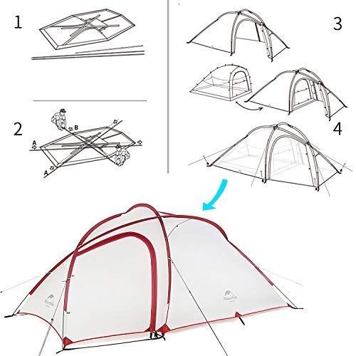 Happy-shopsグレー+赤/40D_3-4人 Naturehike Hiby4 3-4人用キャンプ テント 2020Q1アップグレード版  アウトドア登山テント ゆったり前室 タープスペース付き二層構造 防雨 防風 防災 グラウンドシート付き (グレー+赤 - メルカリ