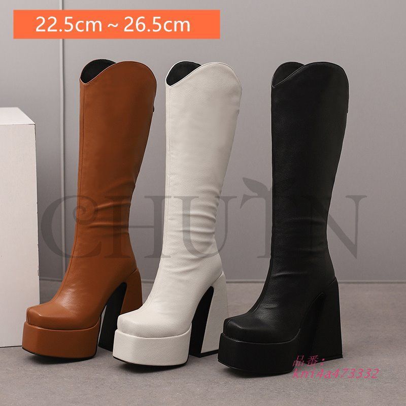 ロングブーツレディース 14ヒールｃｍブーティー厚底ブーツロングブーツ内ボア太ヒール パーティーごスプレ 披露宴 成人式秋冬 ブーツ 大きいサイズ kni4a473332