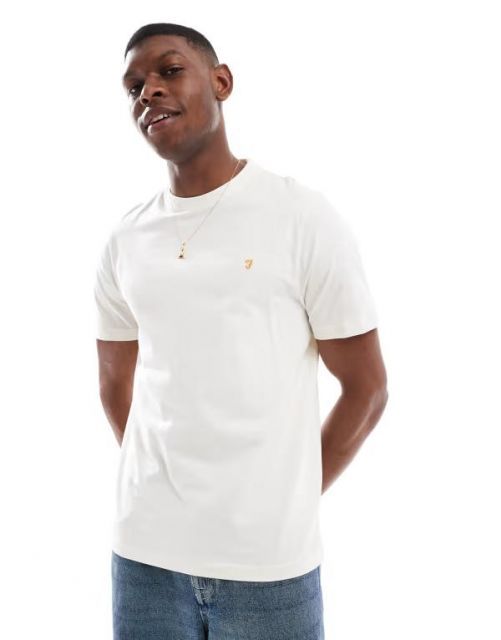 【送料無料】 ファーラー メンズ Tシャツ トップス Farah danny T-shirt in beige Beige