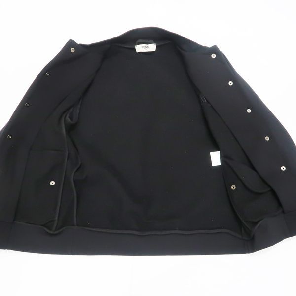 FENDI スタジャン ボンバージャケット コットン 黒 #38 ストライプ 
