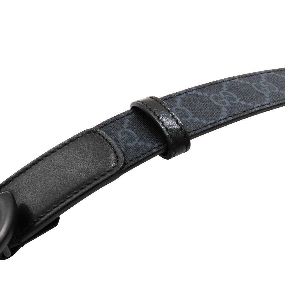 ▼GUCCI レザー　ベルト　インターロッキング　マット　ブラック　70　28 GUCCI グッチ レザーベルト インターロッキング GG ロゴ ダーク
