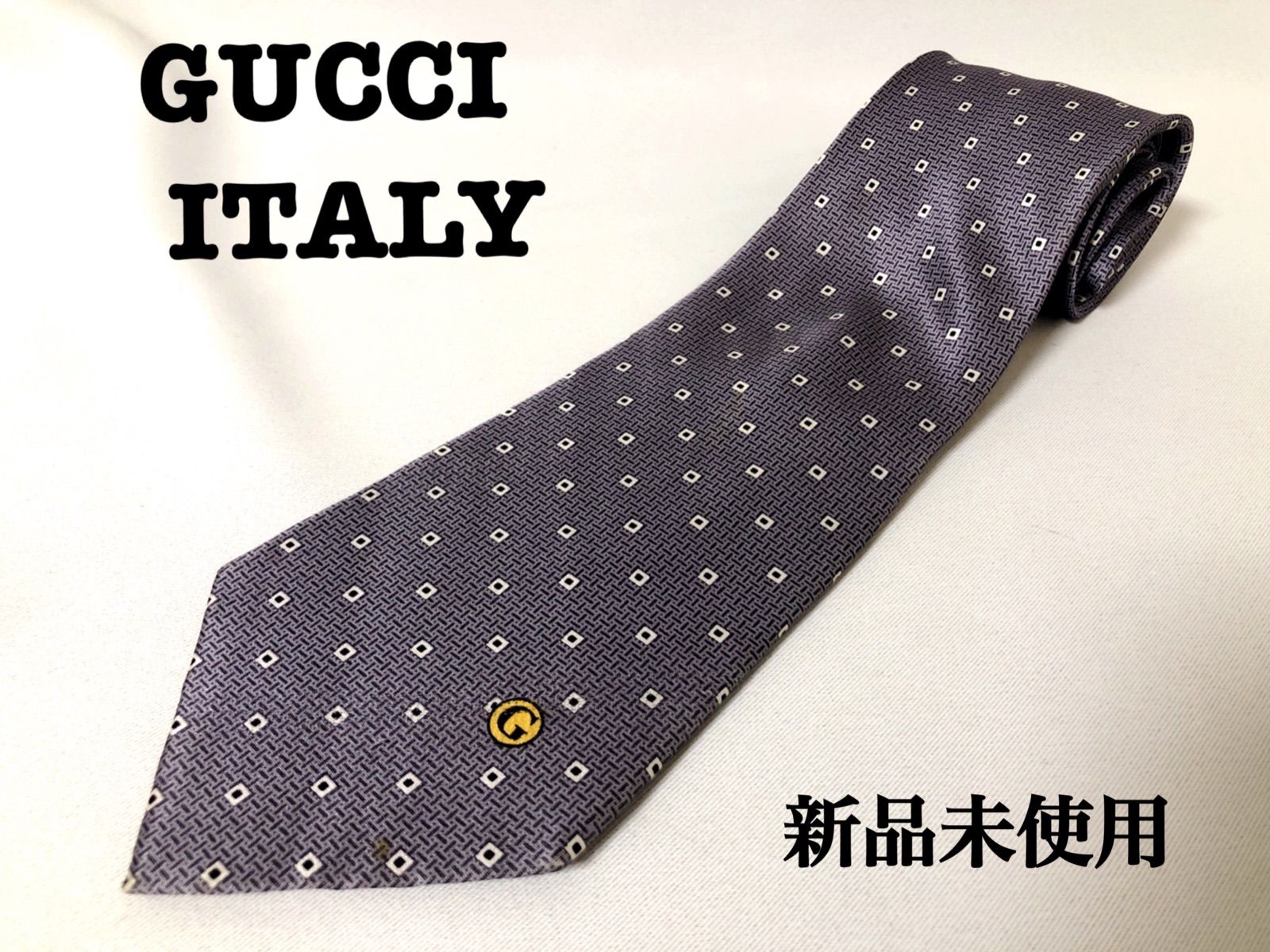 新品未使用 GUCCI グッチ ハイブランド ネクタイ グレー シルク100