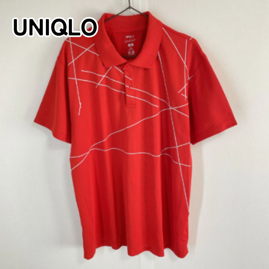 UNIQLO ユニクロ XXL レッド 半袖デザインポロシャツ SPRZ NY DRY-EX