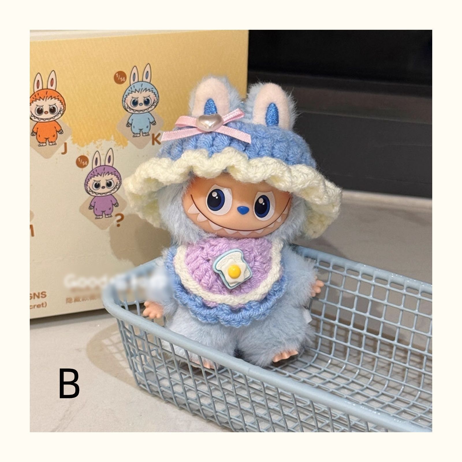 ラブブ LABUBU 服、帽子、バッグ3点セット 着せ替え ぬいぐるみ ラブブ POPMARTポップマート LABUBU 着せ替え 3点セット 帽子