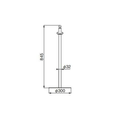 シロクマ フロアパーティションポール クローム ヘアーライン FPP-0210