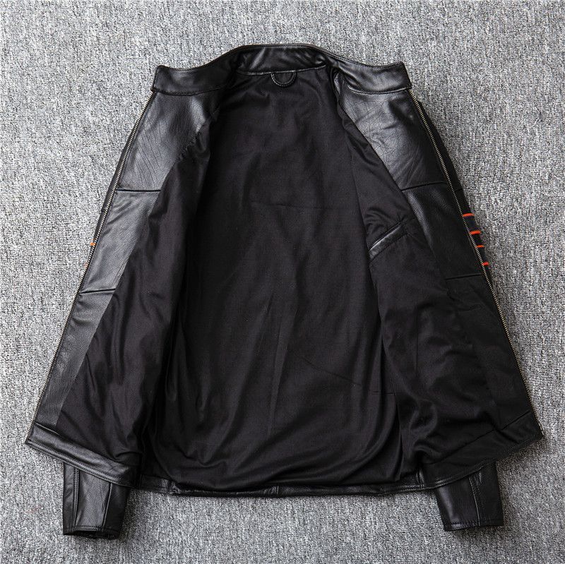上品レザージャケット 本革 ライダース スカル柄 バイク