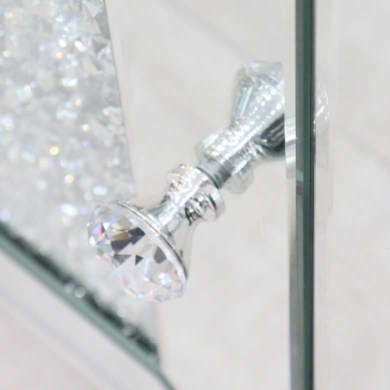 ミラー家具 テレビボード 180cm シルバー ローキャビネット ラインストーン