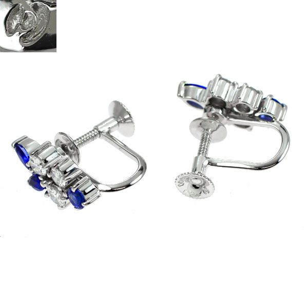 田崎真珠 Pt900 サファイア ダイヤモンド イヤリング D0.54ct