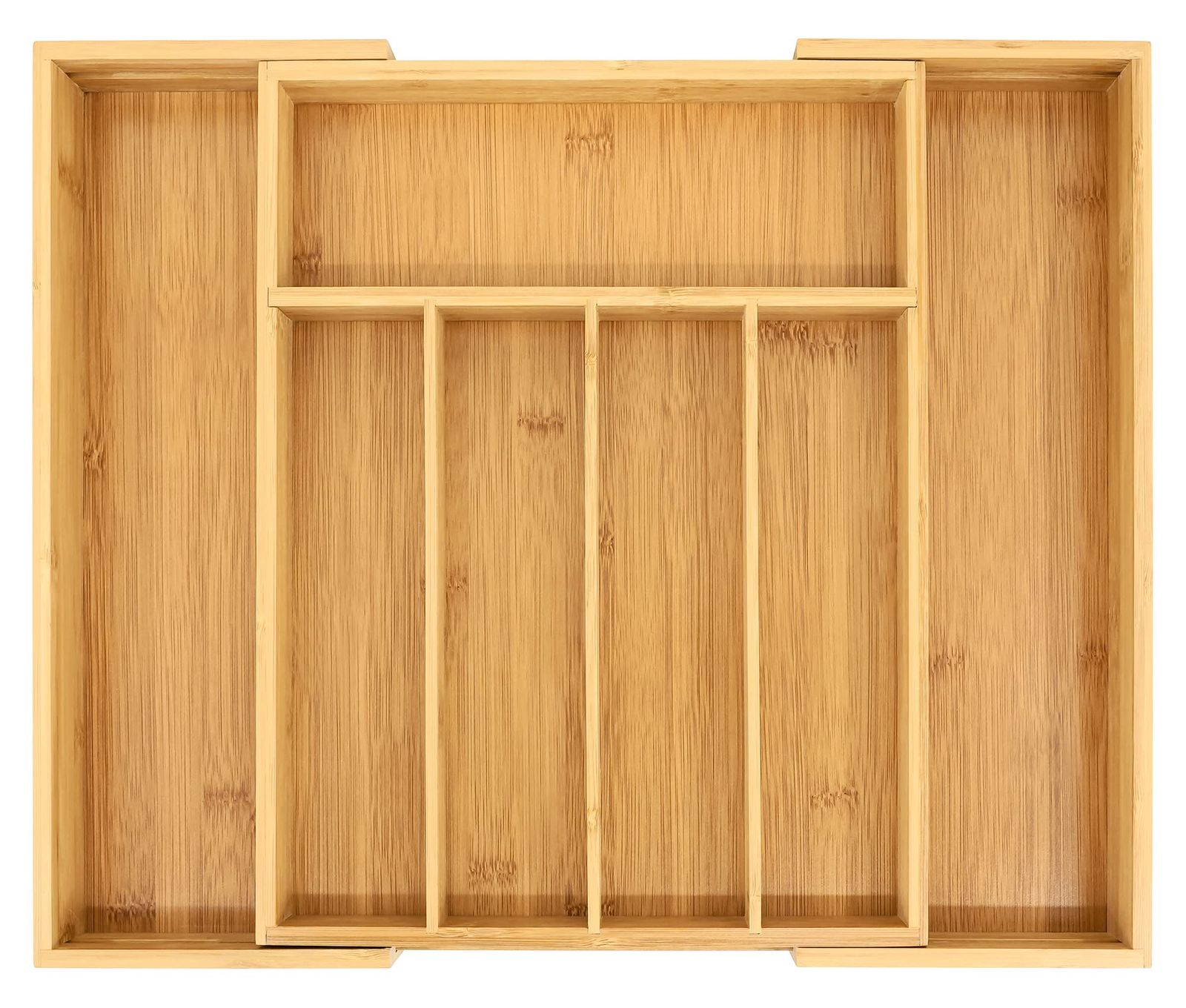 VaeFae 竹製の銀食器用オーガナイザー カトラリー用の拡張 なキッチン引き出しオーガナイザー 木製の用具ホルダー 多機能引き出し収納 5～7つのコンパートメント