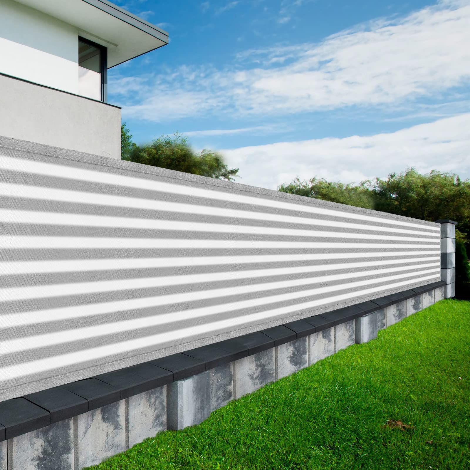 【特価】90×500CM バルコニーシェード 目隠しシェード 日除けシェード 取付簡単 ベランダ UVカット 高密度ポリエチレン Ninonly (HDPE) グレー・ホワイト