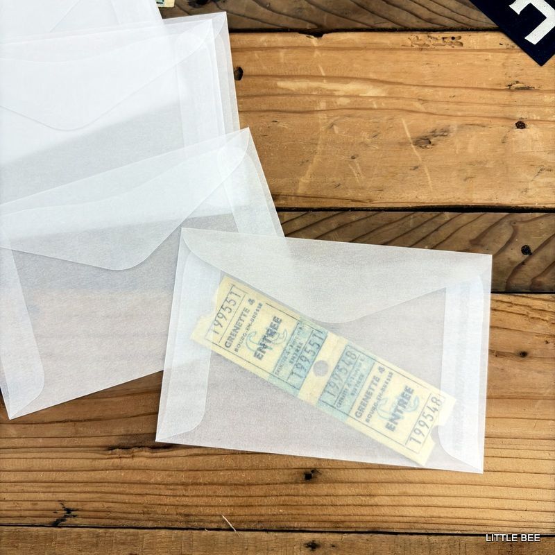 ヴィンテージ　海外　グラシン封筒　ジャンクジャーナル E-188 USA グラシン封筒 S 長方形 4.5×7cm - LITTLE BEE リトルビー