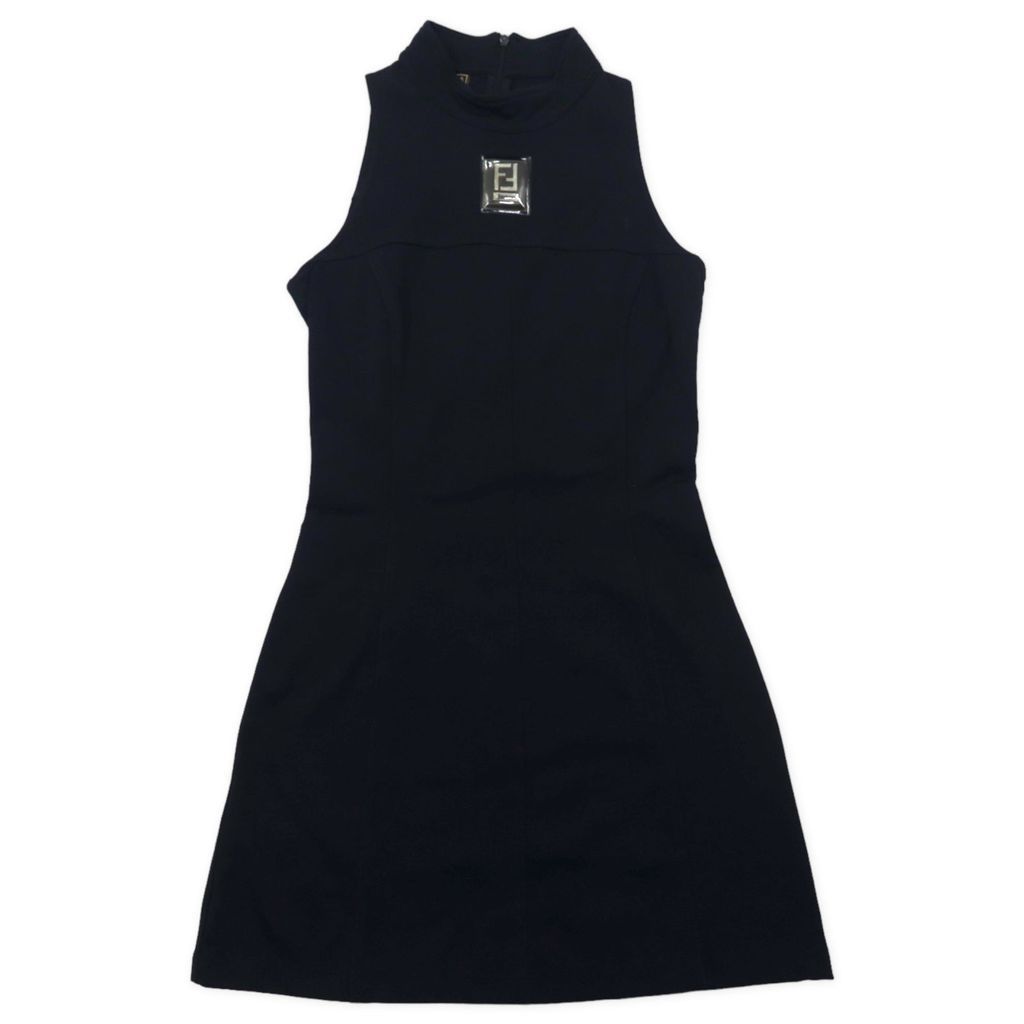 FENDI FFロゴ ノースリーブ ワンピース ハイネック ドレス 42 ブラック  
