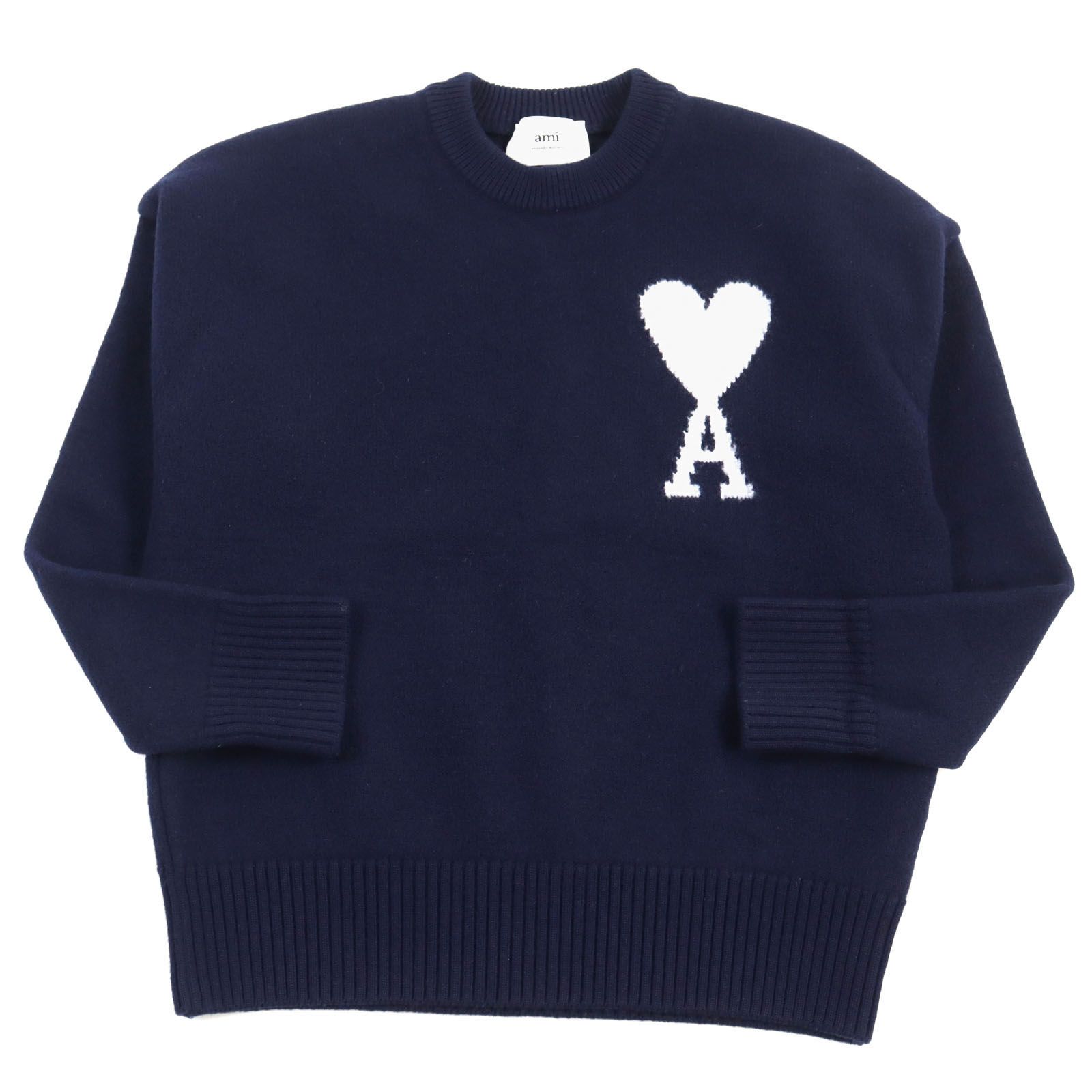 美品○AMI PARIS アミパリス UKS002 バージンウール100% ハートロゴ 