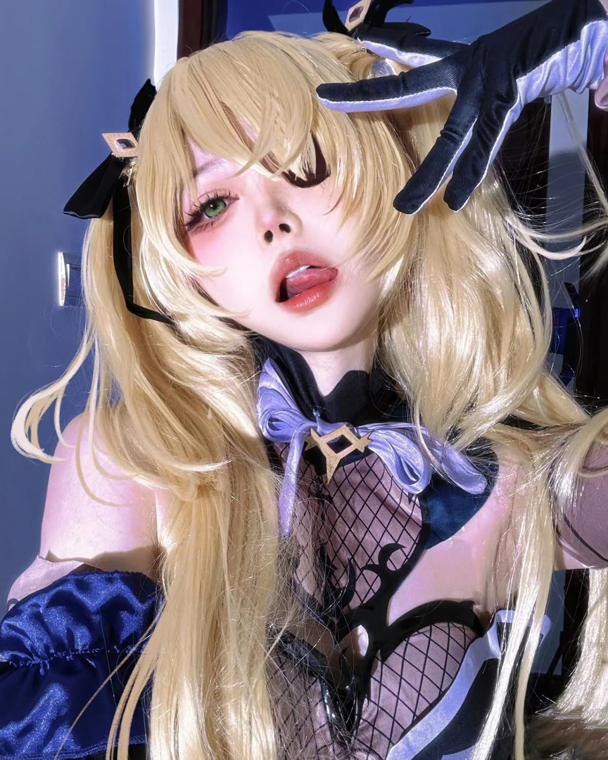 五次元 精巧 高品質 フィッシュル コスプレ ウィッグ付き 断罪の皇女 原神 コスプレ衣装 フルセット コスチューム 大人用 仮装 文化祭 Genshin Fisc BJ0927ML04