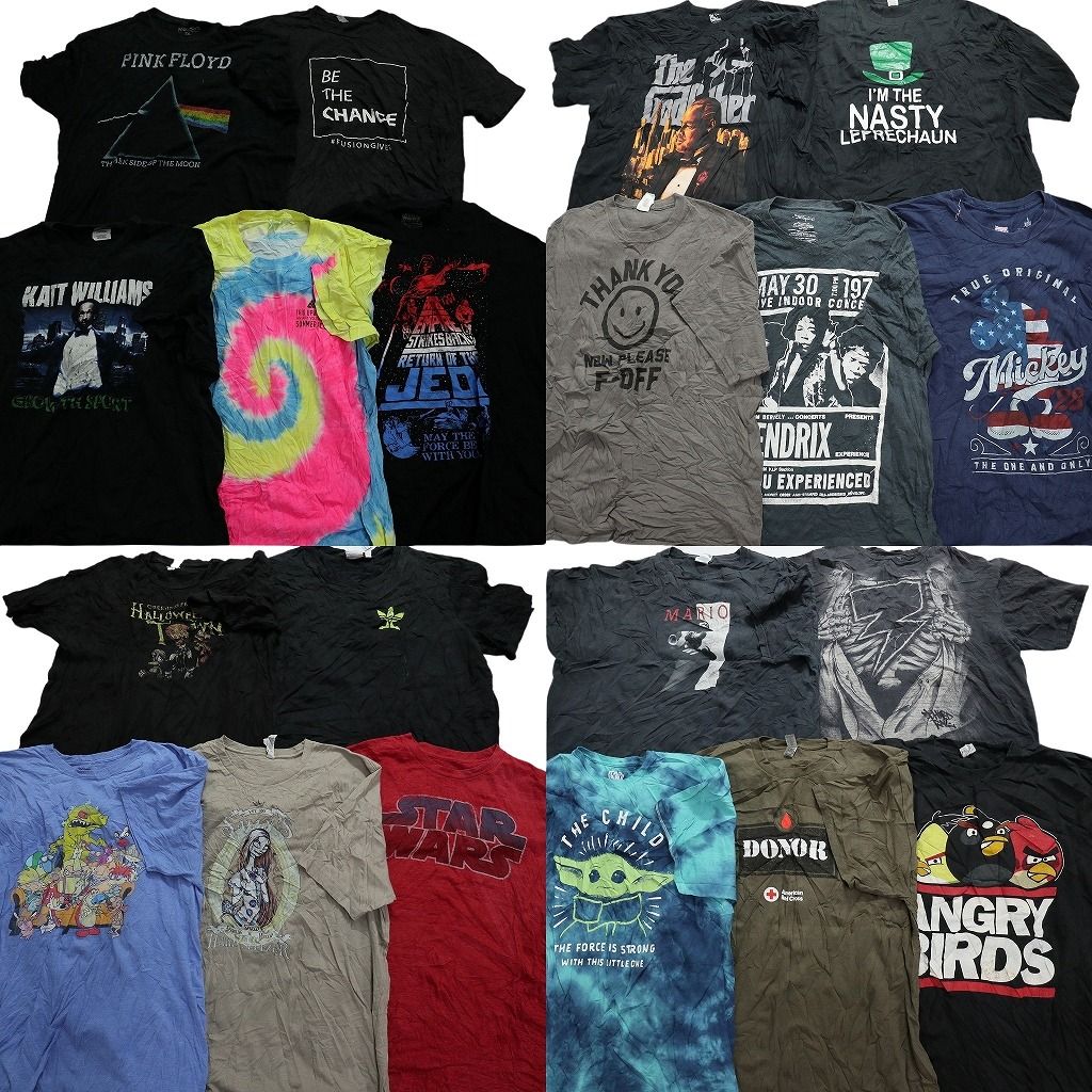 SALE 古着卸 まとめ売り カラーmix プリント 半袖Tシャツ 19枚セット (メンズ 2XL ) ピンクフロイド バンT タイダイ アディダス MS7100