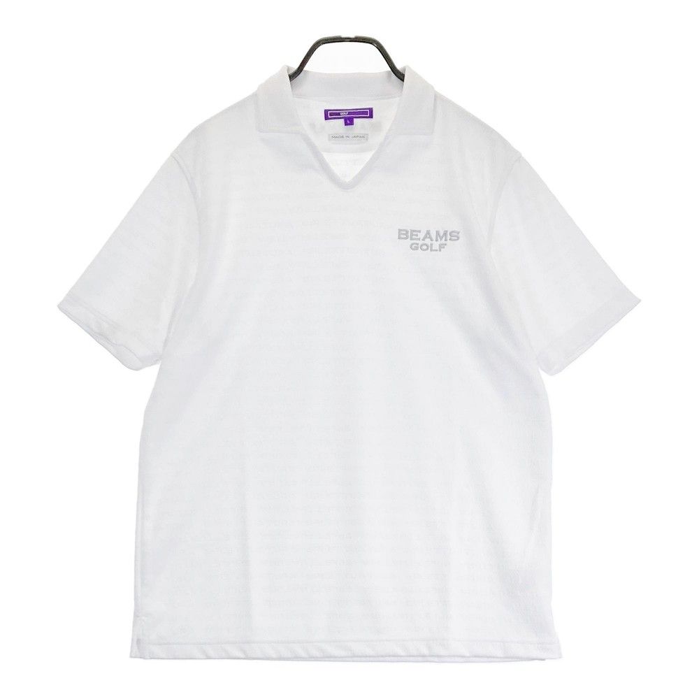サイズ L BEAMS GOLF ビームスゴルフ 2025年モデル 襟付 半袖Tシャツ ロゴボーダー柄 ホワイト系 240101281226 ゴルフウェア メンズ ストスト
