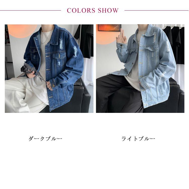 ダメージ デニムジャケット メンズ Gジャン 春 アウター