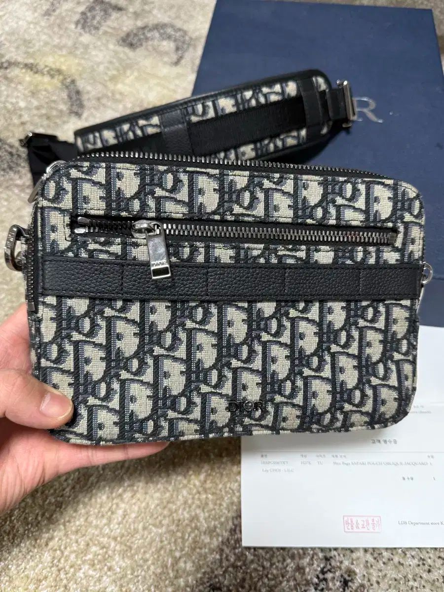 美品　DIOR クリスチャンディオール　オブリーク 二つ折り 長財布　トロッター Dior 二つ折り財布 ネイビー キャンバス