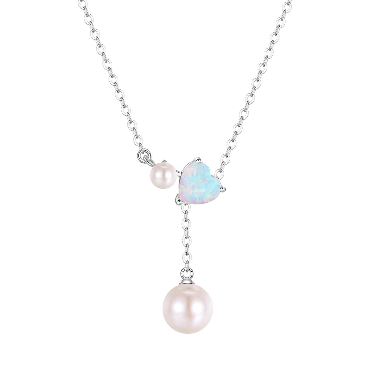 ギフト プレゼント ご褒美 誕生日 クリスマス お守り石 S925 シルバー 長さ調節 Y字 モチーフ ハート 誕生石 ラッピング付き 12ヶ月 淡水真珠 2粒 4-4.5mm 7.5-8mm 本真珠 レディース ネックレス パール FANCIME