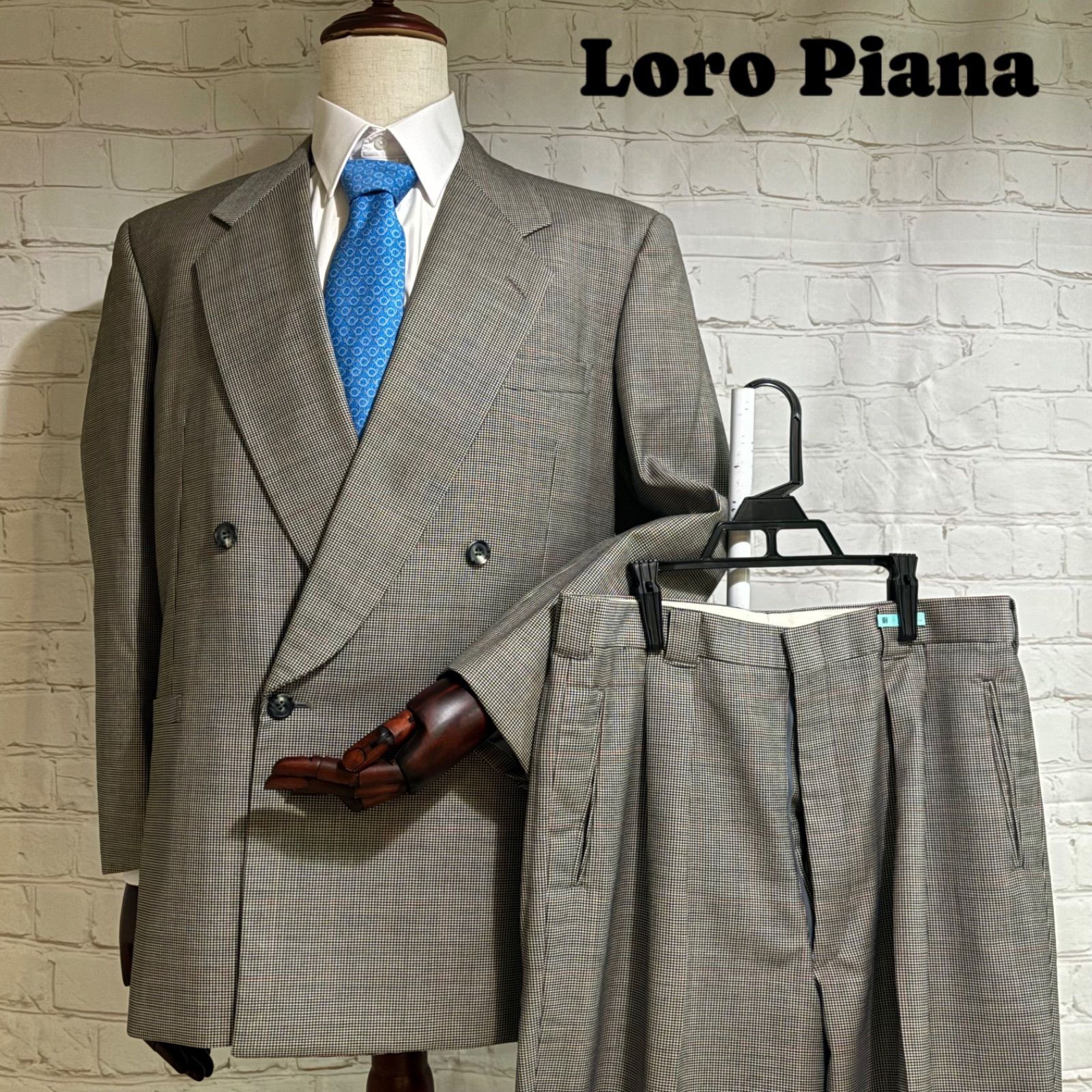 【古き良き伝統柄】Loro Piana ロロピアーナ イタリア製 スーツ セットアップ  千鳥格子柄  大きいサイズ MS-9633