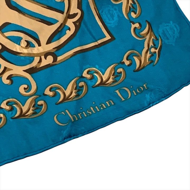 超美品#クリスチャンディオール#ストール ブルー系 Christian Dior クリスチャンディオール オブリーク マフラー