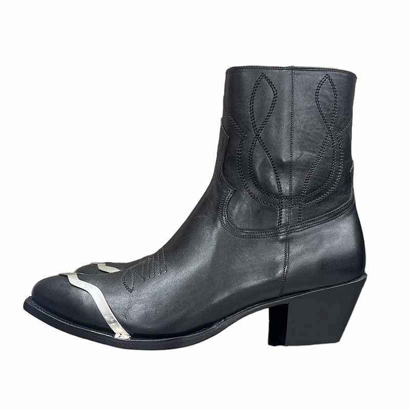 未使用品 セリーヌ CELINE 22SS ジップアップ ブーツ メタルトゥキャップ50 カーフスキン Zipped Boot w/Metal Toe  Cap50 Calfskin 42 29㎝ 黒 ブラック メンズ