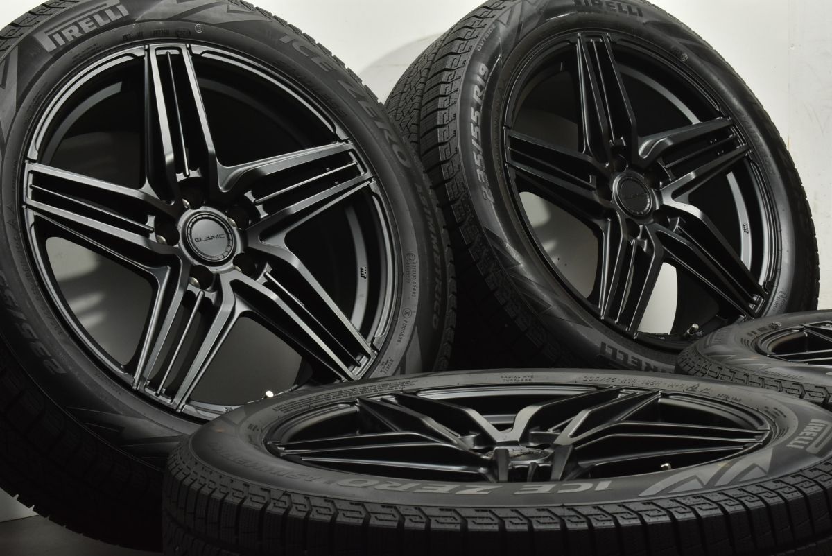 バリ溝 GLAMIC 19in 8J 38 PCD114.3 ピレリ アイスゼロアシンメトリコ 235 55R19 NX クラウンスポーツ クラウンクロスオーバー