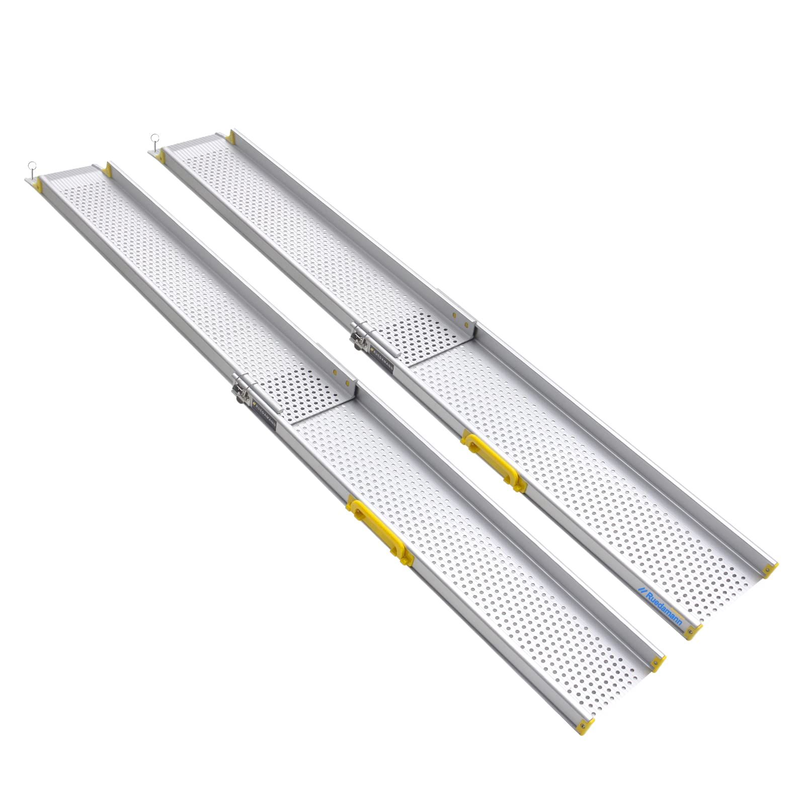 104.5-213cm 伸縮式 耐荷重300kg 車いす スロープ 軽量アルミ製 スロープ 無段階長さ調整 段差解消 持ち運び便利 車椅子 階段 玄関に適用 歩行器 車椅子 Ruedamann 台車対応 介護用 2本セット