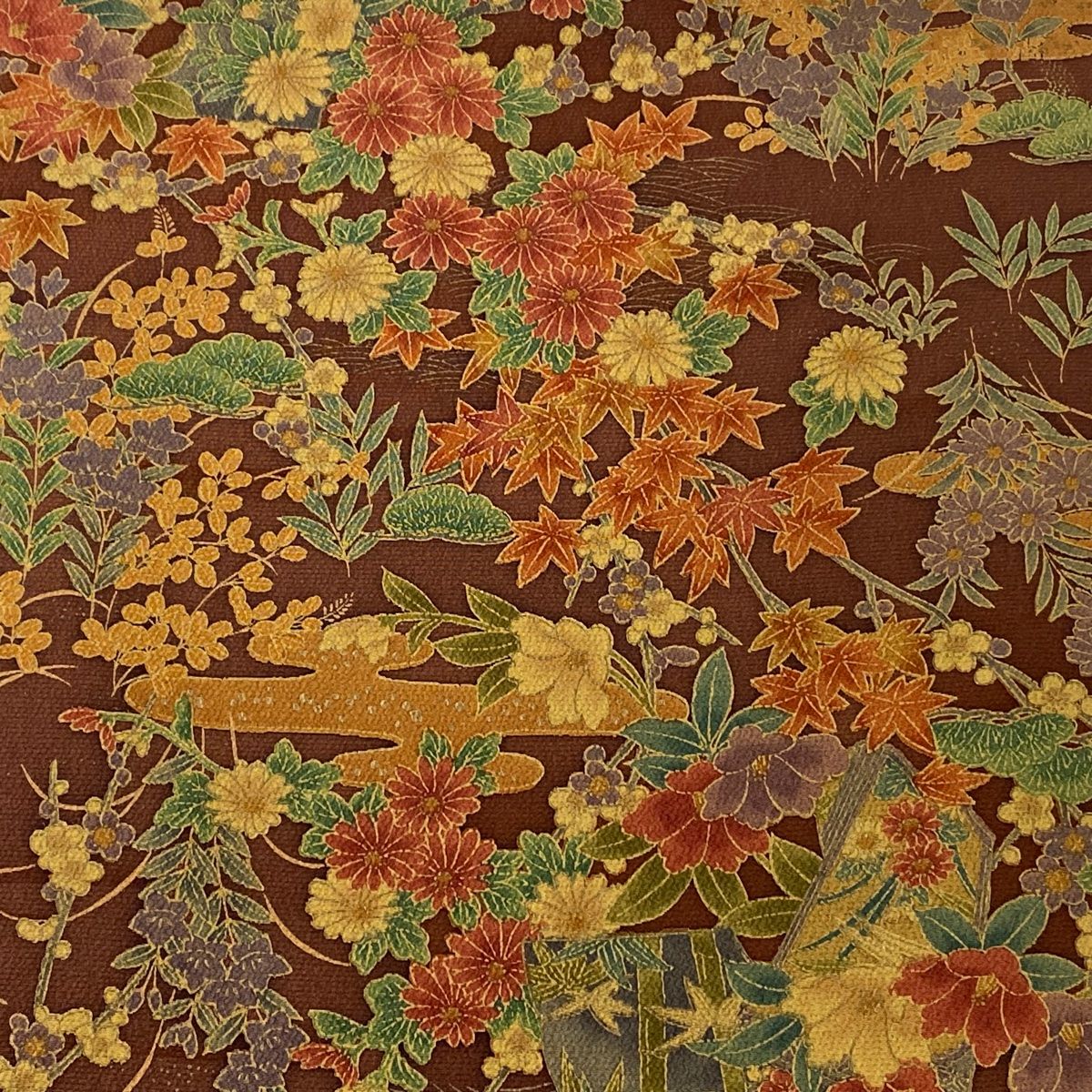 反物 秀品 小紋 草花 波 金彩 茶色 正絹 【中古】 - メルカリ