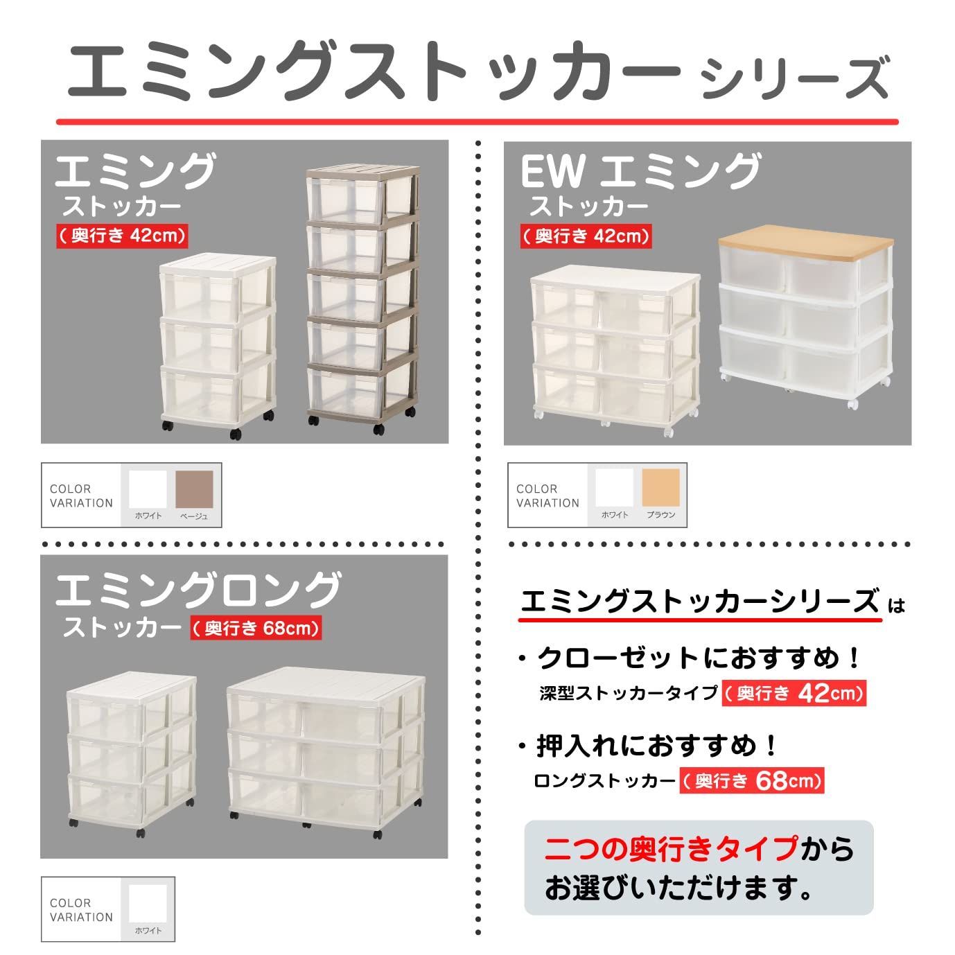 特価】JEJアステージ 収納チェスト エミング 深型ストッカー3段