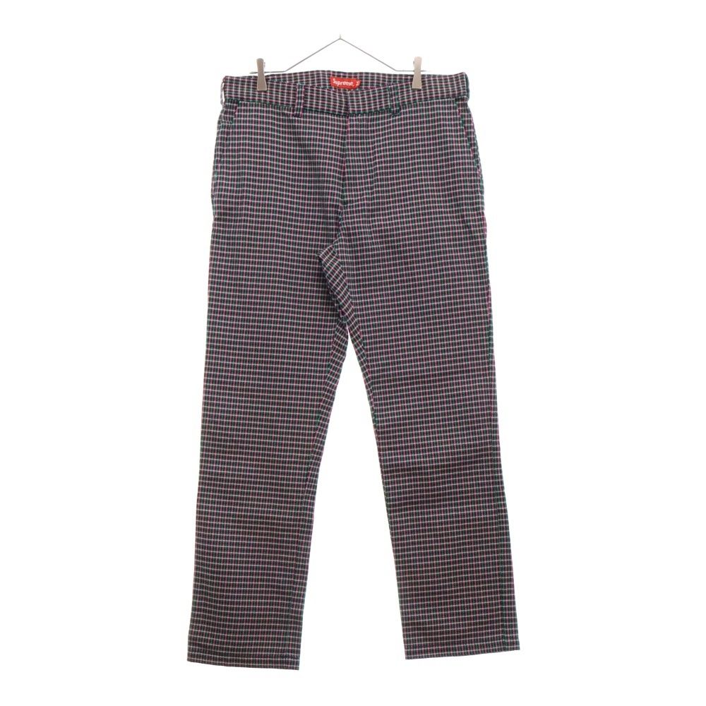 SUPREME (シュプリーム) 18SS Work Pant チェック総柄 ノータック ワークパンツ グリーン/パープル