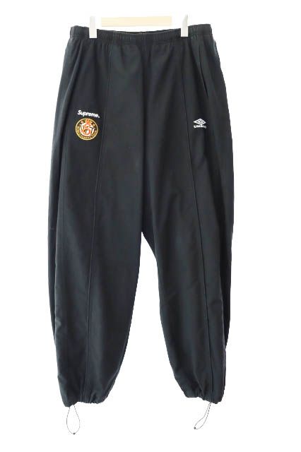 シュプリーム SUPREME ×Umbro アンブロ 23AW Cotton Ripstop Track Pant ロゴ 刺繍 コットン リップストップ トラック パンツ ジャージ L 黒 ブラック ブランド古着ベクトル AA 250519