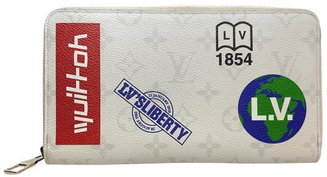 ルイヴィトン ロゴストーリー ジッピーオーガナイザー ラウンドファスナー 長財布 モノグラム ホワイト M67824 メンズ ステッカー 【中古 ルイヴィトン ロゴストーリー ジッピーオーガナイザー ラウンド