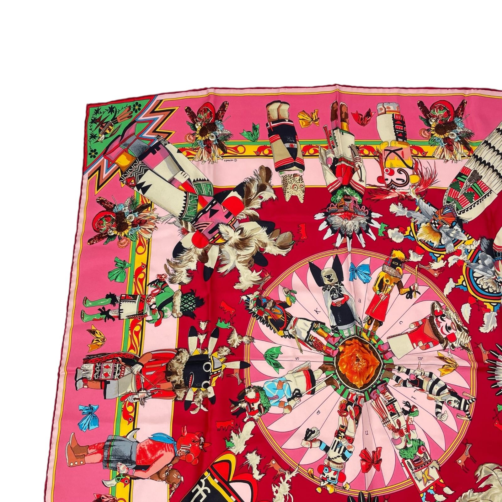 極美品 エルメス シルクスカーフ カレ 民族柄 仮面柄 極美品 HERMES エルメス スカーフ シルク カレ90 カチナ民族