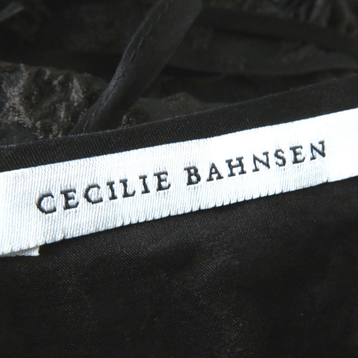 極美品◎CECILIE BAHNSEN セシリー バンセン レディース フラワーモチーフ ティラ キルティング パフスリーブ ミニドレス／ワンピ 茶  UK10