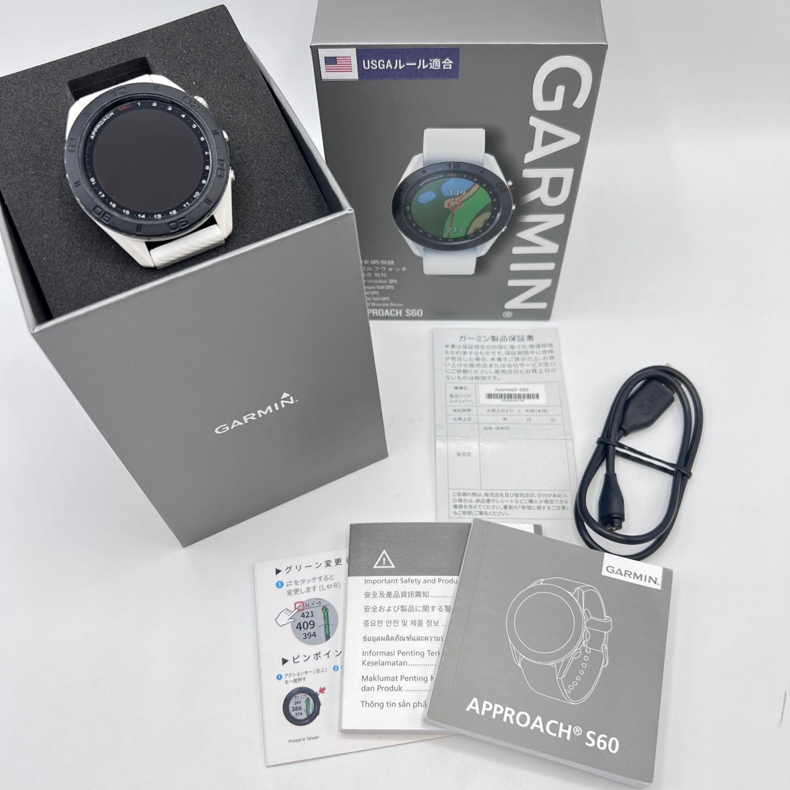 Garmin Approach S60 GPSゴルフウォッチ ホワイト ゴルフ GPSナビ