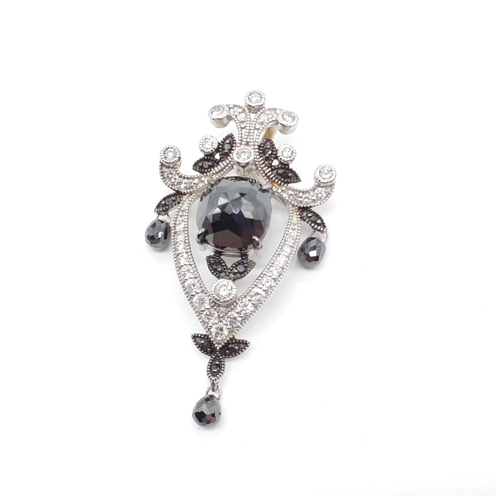 K18WG ネックレス ペンダントトップ ブラックダイヤモンド 2.43ct 0.80 ...